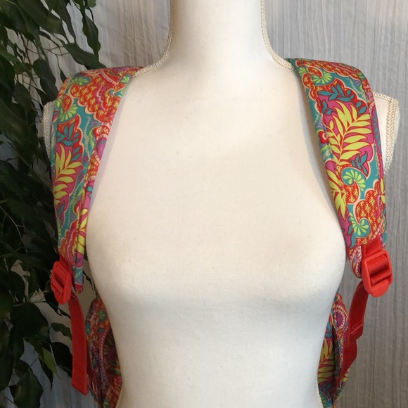 VERA BRADLEY Iconic Campus Floating Garden SZ XL triple zip canvas tropical - Picture 4 of 16